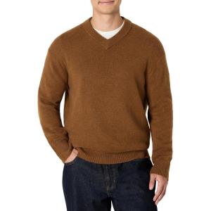imageAmazon Essentials Demis Pick Mens RegularFit Cotton Blend VNeck SweaterCaramel Heather