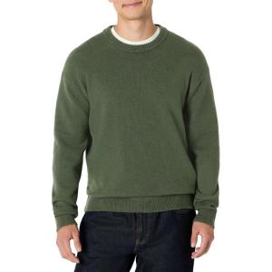 imageAmazon Essentials Demis Pick Mens RelaxedFit Cotton Blend Textured Crewneck Pullover SweaterDark Olive