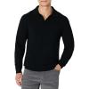 imageAmazon Essentials Mens Long Sleeve Regular Fit Knit Polo SweaterBlack