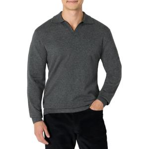 imageAmazon Essentials Mens Long Sleeve Regular Fit Knit Polo SweaterCharcoal Heather