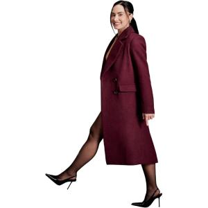 imageAmazon Essentials Demis Pick Womens RegularFit Double Breasted WoolBlend Longline CoatBurgundy