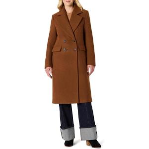imageAmazon Essentials Demis Pick Womens RegularFit Double Breasted WoolBlend Longline CoatCaramel Heather