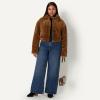 imageAmazon Essentials Demis Pick Womens OversizedFit Cropped Faux Fur Jacket with CollarBrown