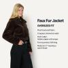 imageAmazon Essentials Demis Pick Womens OversizedFit Cropped Faux Fur Jacket with CollarDark Brown