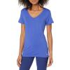 imageAmazon Essentials Womens Active Quick Dry Tech Stretch ShortSleeve VNeck TShirt Available in Plus Size Pack of 2BlackBright Blue