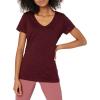 imageAmazon Essentials Womens Active Quick Dry Tech Stretch ShortSleeve VNeck TShirt Available in Plus Size Pack of 2BlackBurgundy Space Dye