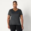 imageAmazon Essentials Womens Active Quick Dry Tech Stretch ShortSleeve VNeck TShirt Available in Plus Size Pack of 2BlackHeather Graphite