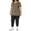 imageAmazon Essentials Womens Active Quick Dry Tech Stretch ShortSleeve VNeck TShirt Available in Plus Size Pack of 2BlackOlive Space Dye