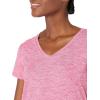 imageAmazon Essentials Womens Active Quick Dry Tech Stretch ShortSleeve VNeck TShirt Available in Plus Size Pack of 2Charcoal Heather Space DyeRaspberry Red Space Dye