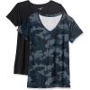 imageAmazon Essentials Womens Active Quick Dry Tech Stretch ShortSleeve VNeck TShirt Available in Plus Size Pack of 2BlackNavy Camo