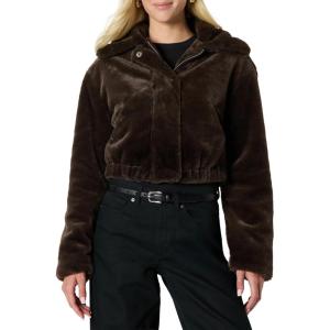 imageAmazon Essentials Demis Pick Womens OversizedFit Cropped Faux Fur Jacket with CollarDark Brown