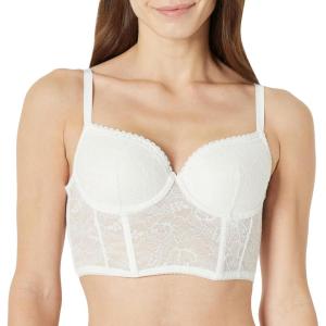imageAmazon Essentials Womens Stretch All Over Lace Longline Bustier CorsetWhite