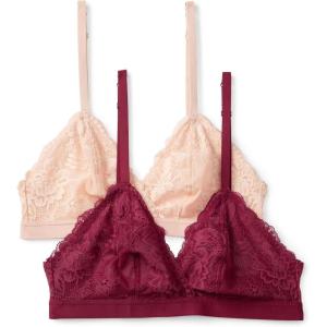 imageAmazon Essentials Womens Stretch Galloon Lace Unlined Triangle BraBurgundySoft Petal