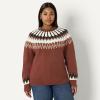imageAmazon Essentials Demis Pick Womens OversizedFit Fair Isle Crewneck SweaterDark Brown Mint Green Chevron