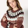 imageAmazon Essentials Demis Pick Womens OversizedFit Fair Isle Crewneck SweaterDark Brown Mint Green Chevron