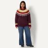imageAmazon Essentials Demis Pick Womens OversizedFit Fair Isle Crewneck SweaterDark Burgundy Cream Chevron Knit