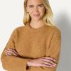 imageAmazon Essentials Demis Pick Womens OversizedFit Faux Mohair Crewneck SweaterCamel Heather