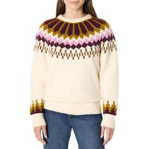 imageAmazon Essentials Demis Pick Womens OversizedFit Fair Isle Crewneck SweaterCream Caramel Chevron Knit