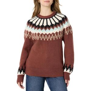 imageAmazon Essentials Demis Pick Womens OversizedFit Fair Isle Crewneck SweaterDark Brown Mint Green Chevron