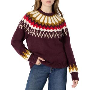 imageAmazon Essentials Demis Pick Womens OversizedFit Fair Isle Crewneck SweaterDark Burgundy Cream Chevron Knit