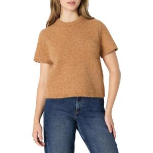 imageAmazon Essentials Demis Pick Womens RelaxedFit Faux Mohair Short Sleeve Sweater TopCamel Heather