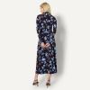 imageAmazon Essentials Demis Pick Womens Fit and Flare LongSleeved Short Maxi DressBurgundy Blue Floral