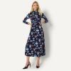 imageAmazon Essentials Demis Pick Womens Fit and Flare LongSleeved Short Maxi DressBurgundy Blue Floral