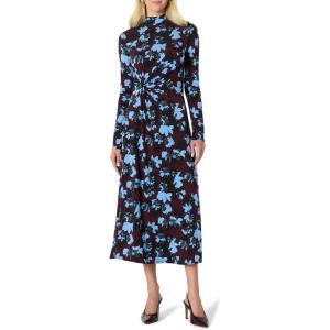 imageAmazon Essentials Demis Pick Womens Fit and Flare LongSleeved Short Maxi DressBurgundy Blue Floral