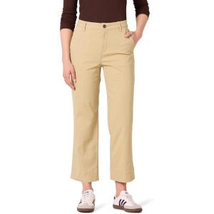 imageAmazon Essentials Womens HighRise SlimFit AnkleLength WideLeg Khaki PantTan