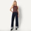 imageAmazon Essentials Demis Pick Womens SlimFit Stretch Rib HighNeck TankBurgundy Brown Stripe
