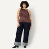 imageAmazon Essentials Demis Pick Womens SlimFit Stretch Rib HighNeck TankBurgundy Brown Stripe