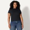 imageAmazon Essentials Demis Pick Womens SlimFit Stretch Rib ShortSleeve TeeBlack