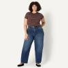 imageAmazon Essentials Demis Pick Womens SlimFit Stretch Rib ShortSleeve TeeBurgundy Brown Stripe