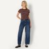 imageAmazon Essentials Demis Pick Womens SlimFit Stretch Rib ShortSleeve TeeBurgundy Brown Stripe