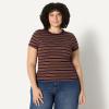imageAmazon Essentials Demis Pick Womens SlimFit Stretch Rib ShortSleeve TeeBurgundy Brown Stripe