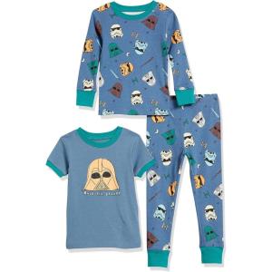 imageAmazon Essentials Boys SnugFit Cotton Pajama Sleepwear Sets3piece Star Wars Navy Rule the Galaxy Set