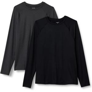 imageAmazon Essentials Mens Active Quick Dry Tech Stretch Lightweight LongSleeve TShirt Available in BigampampTall MultipacksBlackHeather Graphite
