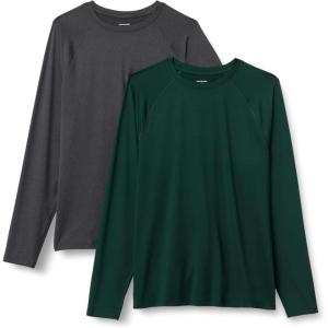 imageAmazon Essentials Mens Active Quick Dry Tech Stretch Lightweight LongSleeve TShirt Available in BigampampTall MultipacksDark GreenHeather Graphite