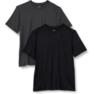imageAmazon Essentials Mens Active Quick Dry Tech Stretch Lightweight ShortSleeve TShirt MultipacksBlackHeather Graphite