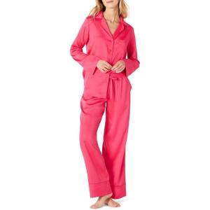 imageAmazon Essentials womens Satin Long Sleeve Shirt and Pant Pajama SetHot Pink