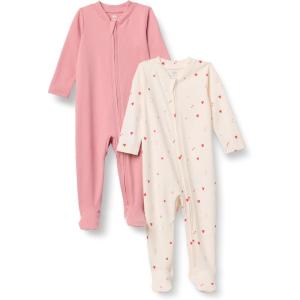 imageAmazon Essentials x Sofia Grainge Unisex Babies Cotton Footed Sleep and Play Bodysuit Pack of 2BlushMulti Hearts