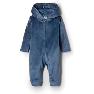 imageAmazon Essentials x Sofia Grainge Unisex Babies Velour Hooded CoverallDark Navy