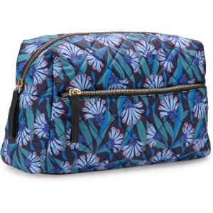 image:imageAmazon Essentials Womens Quilted Travel Makeup Bag Blue Floral One SizeBlue Floral