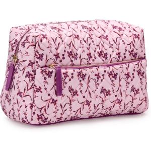 image:imageAmazon Essentials Womens Quilted Travel Makeup Bag Blue Floral One SizePink Floral
