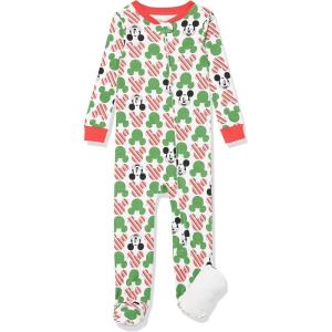 image:imageAmazon Essentials Disney  Marvel  Star Wars Unisex Babies Toddlers and Kids Footed Sleepers Zip Up Pajamas MultipacksMickey Holiday  Footed Sleeper