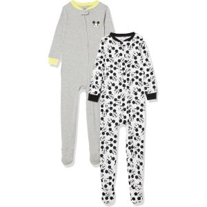 image:imageAmazon Essentials Disney  Marvel  Star Wars Unisex Babies Toddlers and Kids Footed Sleepers Zip Up Pajamas MultipacksMickey Moods  Footed Sleeper