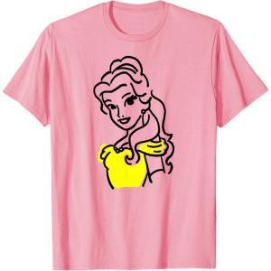 image:imageAmazon Essentials Mens Princess Belle Linework Portrait TShirt White SmallPink