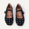 image:imageAmazon Essentials Womens Velvet Mary Jane Ballet Flat with Buckle StrapBlack Faux SuedeCrystals