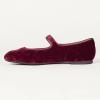image:imageAmazon Essentials Womens Velvet Mary Jane Ballet Flat with Buckle StrapBurgundy Velvet