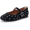 image:imageAmazon Essentials Womens Velvet Mary Jane Ballet Flat with Buckle StrapBlack Faux SuedeCrystals